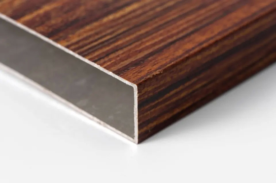 6063 Powder Coating Wood Grain Aluminium Square Tube Profile For Furniture Decoration