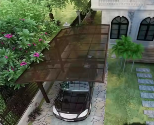 Aluminum Carport Metal Garage Tent Durable Polycarbonate Arched Roof Waterproof Outdoor Parking Shelter Powder Coated